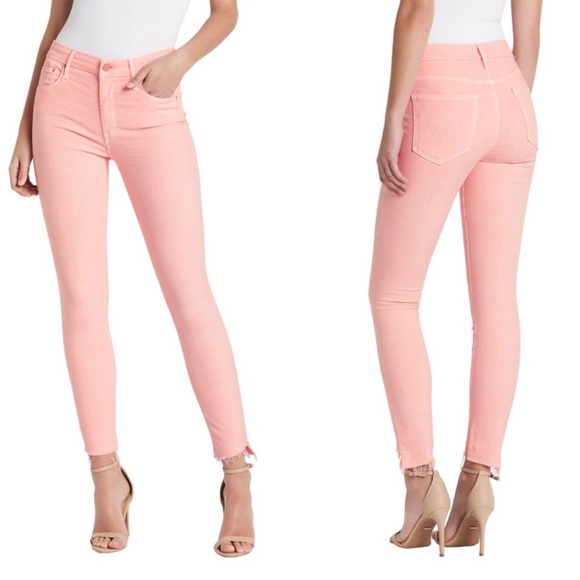 Mother Women’s Pink Lemonade The Looker Ankle Step Frey Pant - 25 - Picture 1 of 9